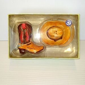 Ceramic Cowboy Boots & Hat Salt & Pepper Shakers Arizona NIB